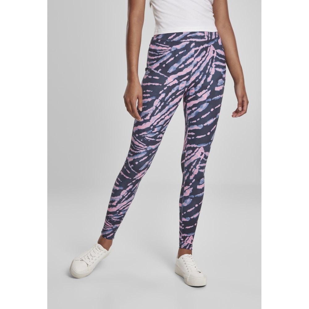 Urban Classics - High Waist Tie Dye Leggings - Bleu/Rose